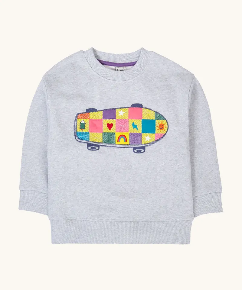 Frugi Superb Stitched Sweatshirt - Grey / Skateboard 1