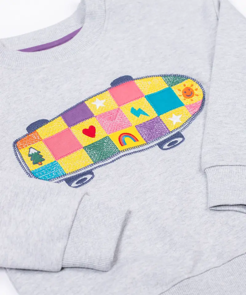 Frugi Superb Stitched Sweatshirt - Grey / Skateboard 5