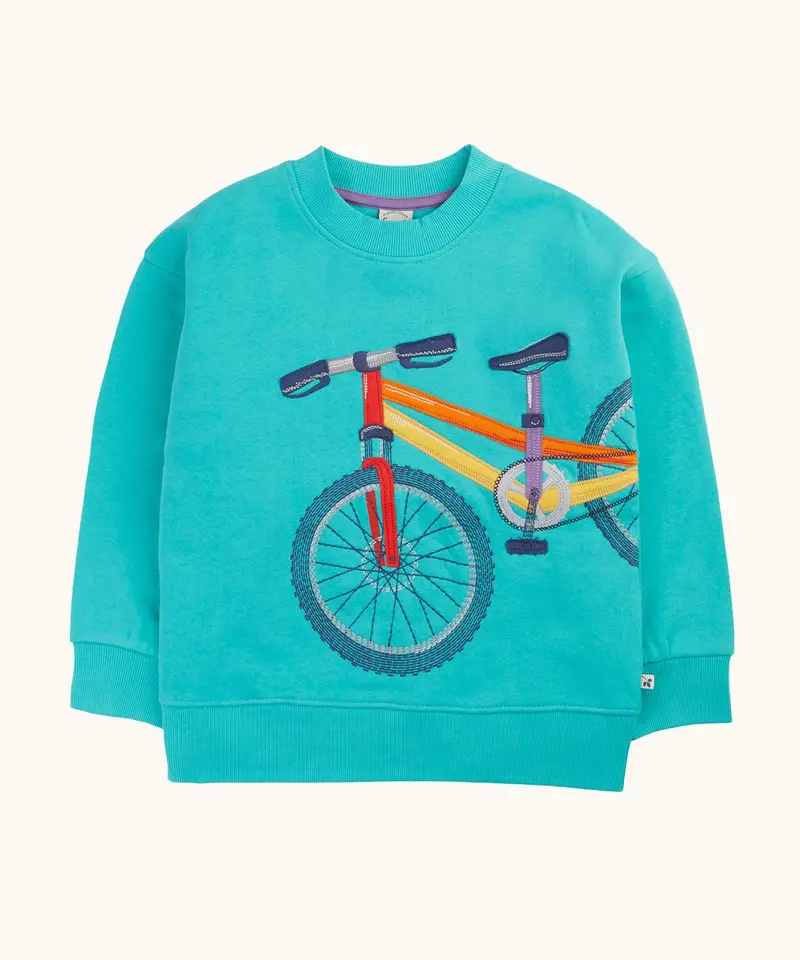 Frugi Superb Stitched Sweatshirt - Pacific Aqua / Bike 1