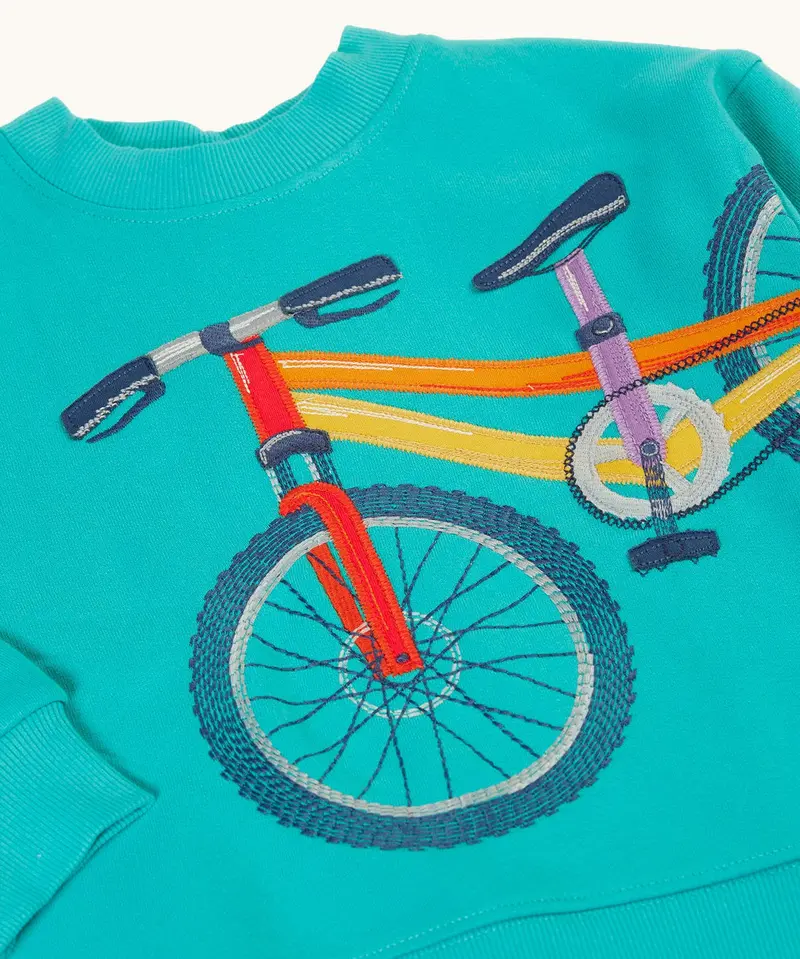 Frugi Superb Stitched Sweatshirt - Pacific Aqua / Bike 3