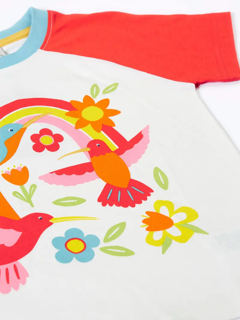 Frugi Tamar Raglan T-Shirt - Soft White / Hummingbird 3