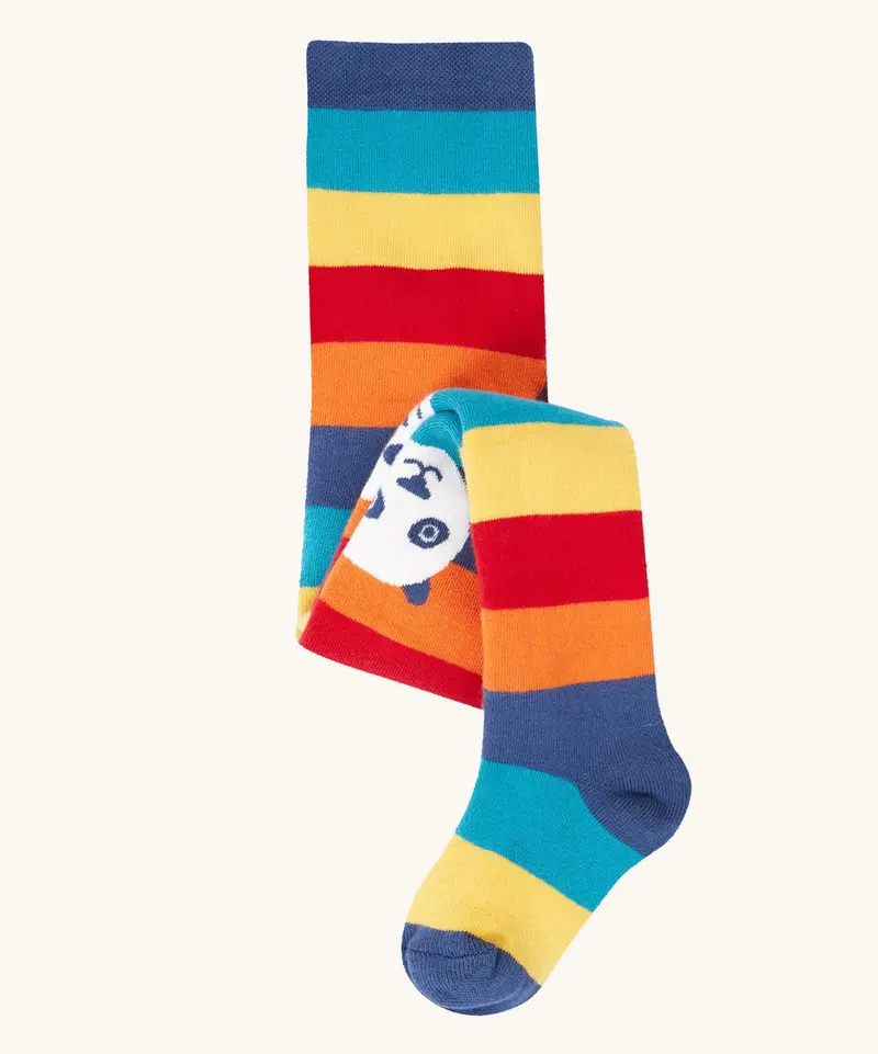 Frugi Toasty Tights - Rainbow Stripe / Panda 1