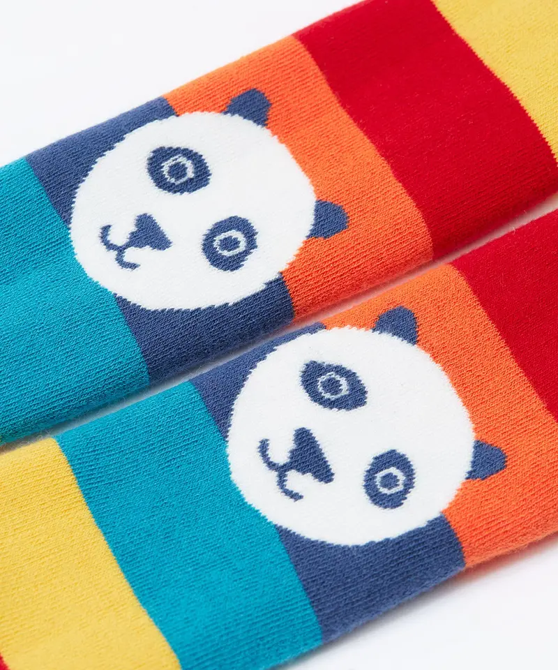 Frugi Toasty Tights - Rainbow Stripe / Panda 2