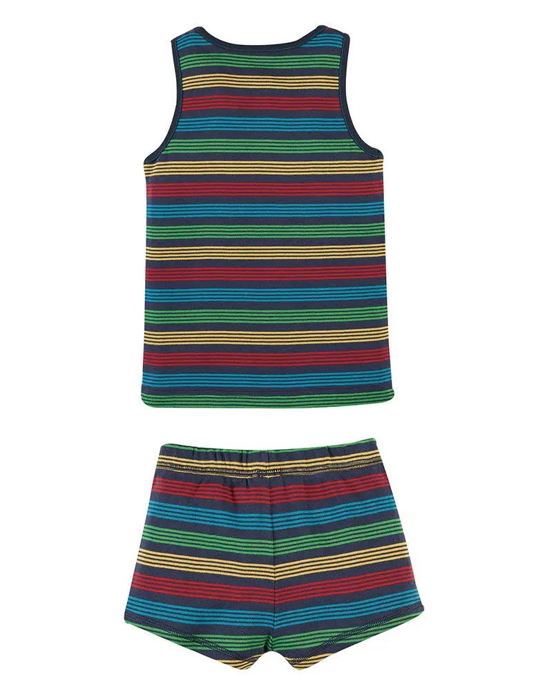 Frugi Tobermory Rainbow Stripe Vest And Boxer Pack 2