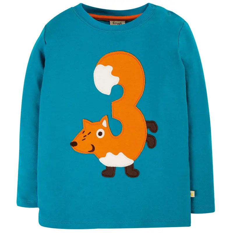 Frugi Tobermory Teal Fox Magic Number Top 3-4 Years 1
