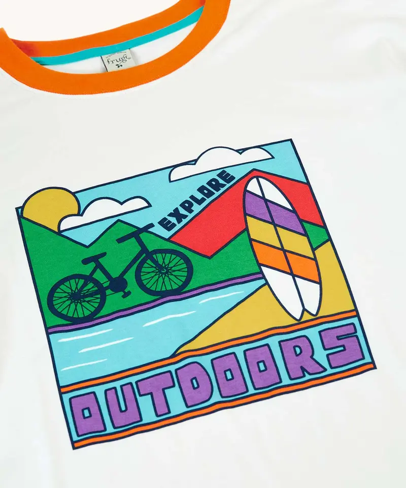 Frugi Towan Relaxed T-Shirt - Soft White / Outdoors 4