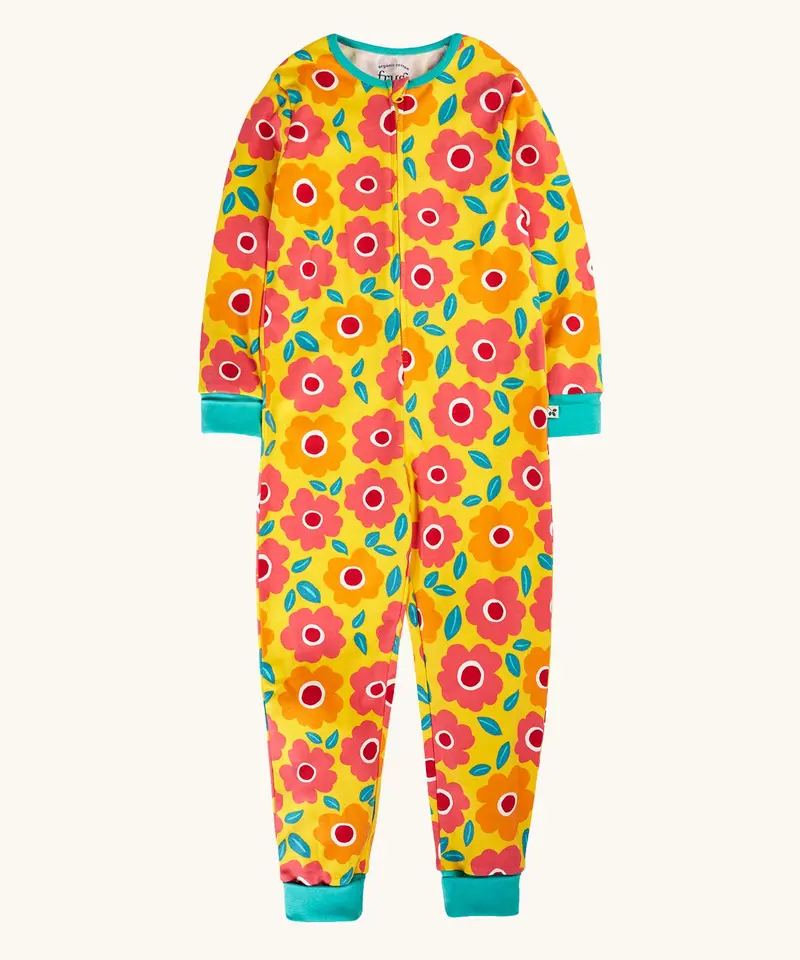 Frugi Zelah Zip Up All In One - Floral Fields 1