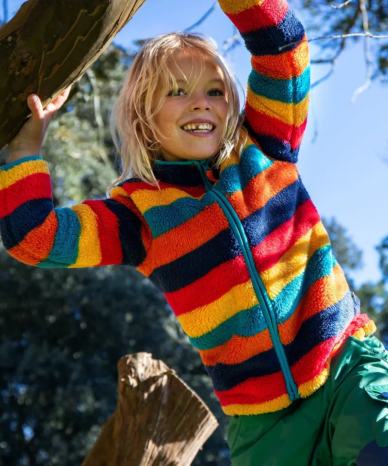 Frugi Zipped Ted Fleece Jacket - Autumn Stripe 2