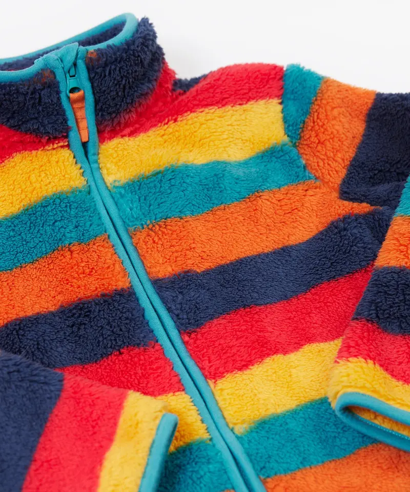 Frugi Zipped Ted Fleece Jacket - Autumn Stripe 4