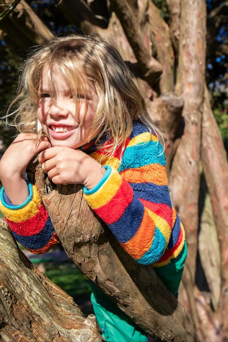 Frugi Zipped Ted Fleece Jacket - Autumn Stripe 7