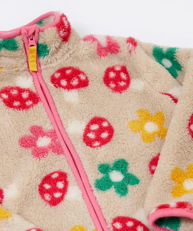 Frugi Zipped Ted Fleece Jacket - Mushroom Field 2