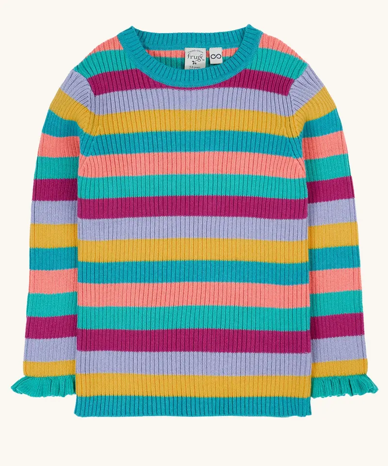 Frugi Zoe Knitted Jumper - Wild Rainbow Stripe 1
