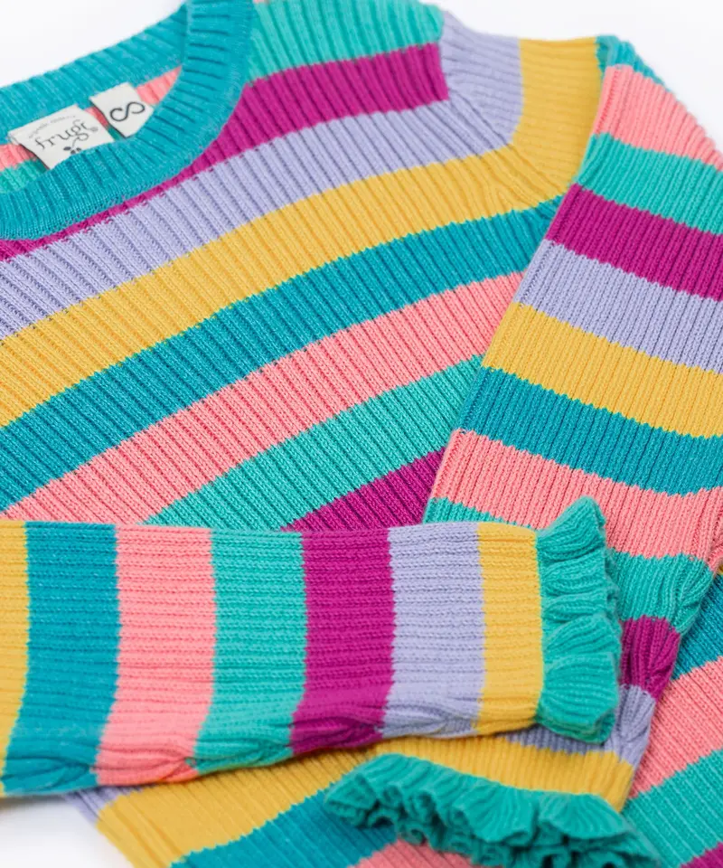 Frugi Zoe Knitted Jumper - Wild Rainbow Stripe 4