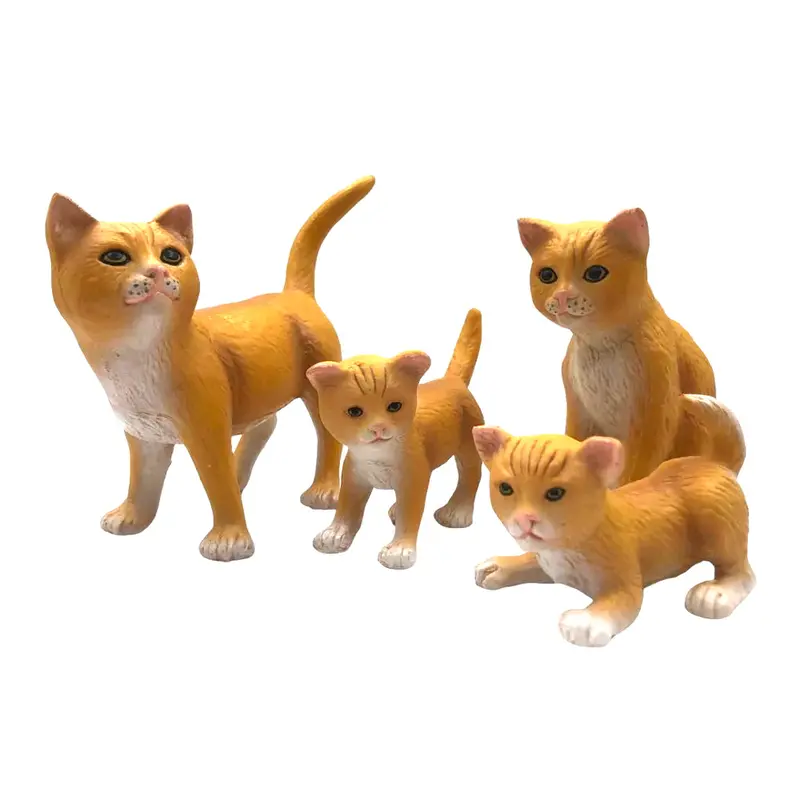 Green Rubber Toys Cat Family - 4 Pack 1