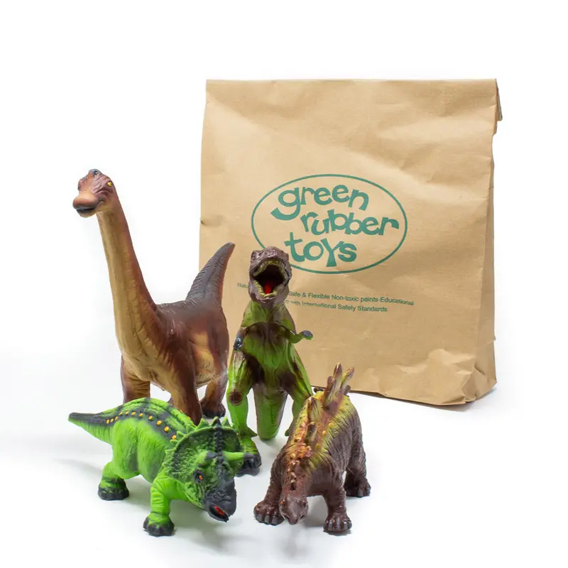 Green Rubber Toys Dinosaur Set 2