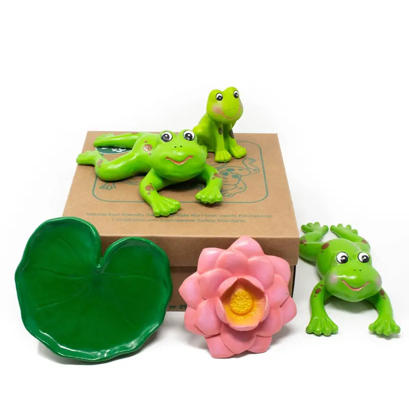 Green Rubber Toys Green Frog Family - 5 Pack 2