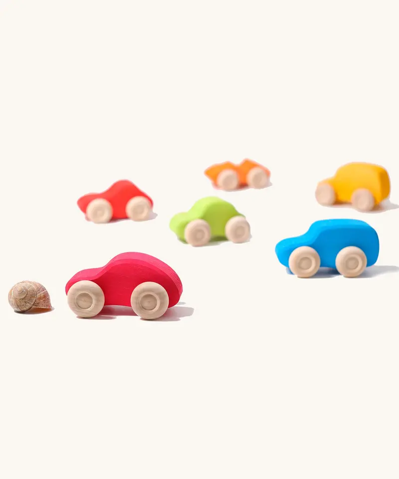 Grimm's 6 Coloured Wooden Cars 1