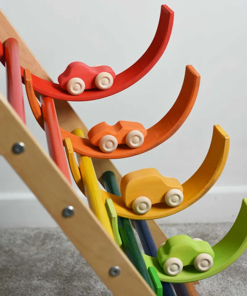 Grimm's 6 Coloured Wooden Cars 2