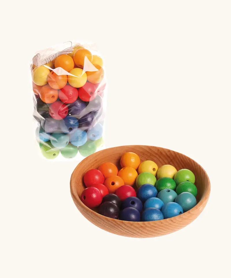 Grimm's 60 Coloured Beads 20Mm 1