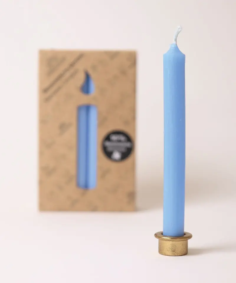 Grimm's Blue 10% Beeswax Candles - 12 1