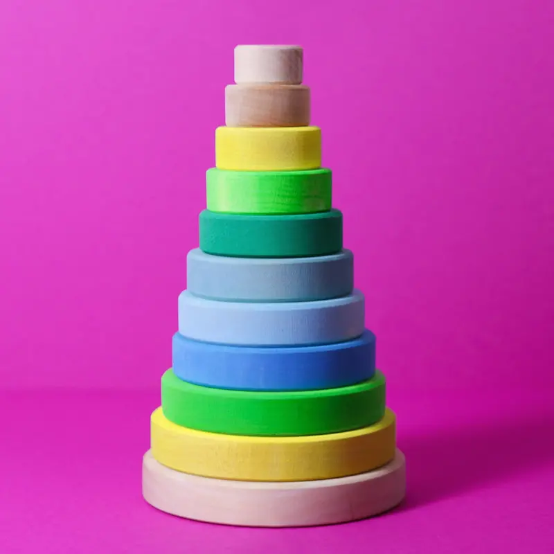 Grimm's Conical Stacking Tower - Neon Green 1