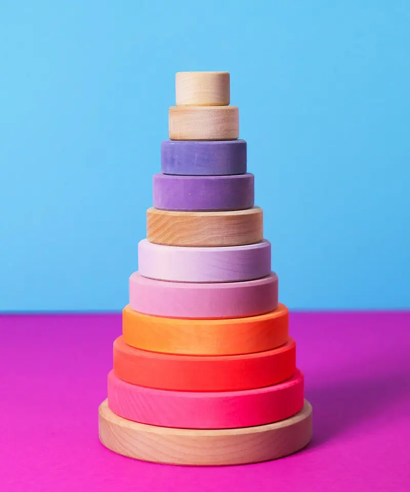 Grimm's Conical Stacking Tower - Neon Pink 1