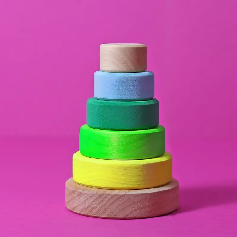 Grimm's Small Conical Stacking Tower - Neon Green 1
