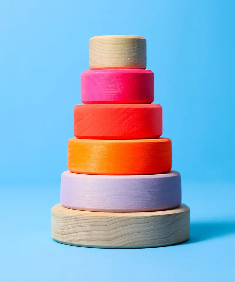 Grimm's Small Conical Stacking Tower - Neon Pink 1
