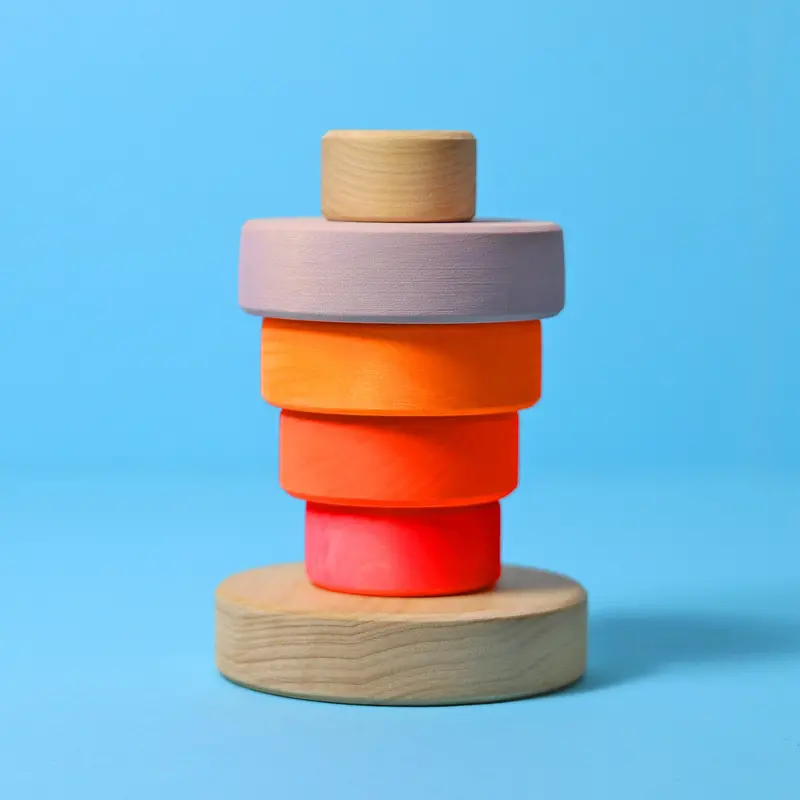 Grimm's Small Conical Stacking Tower - Neon Pink 2
