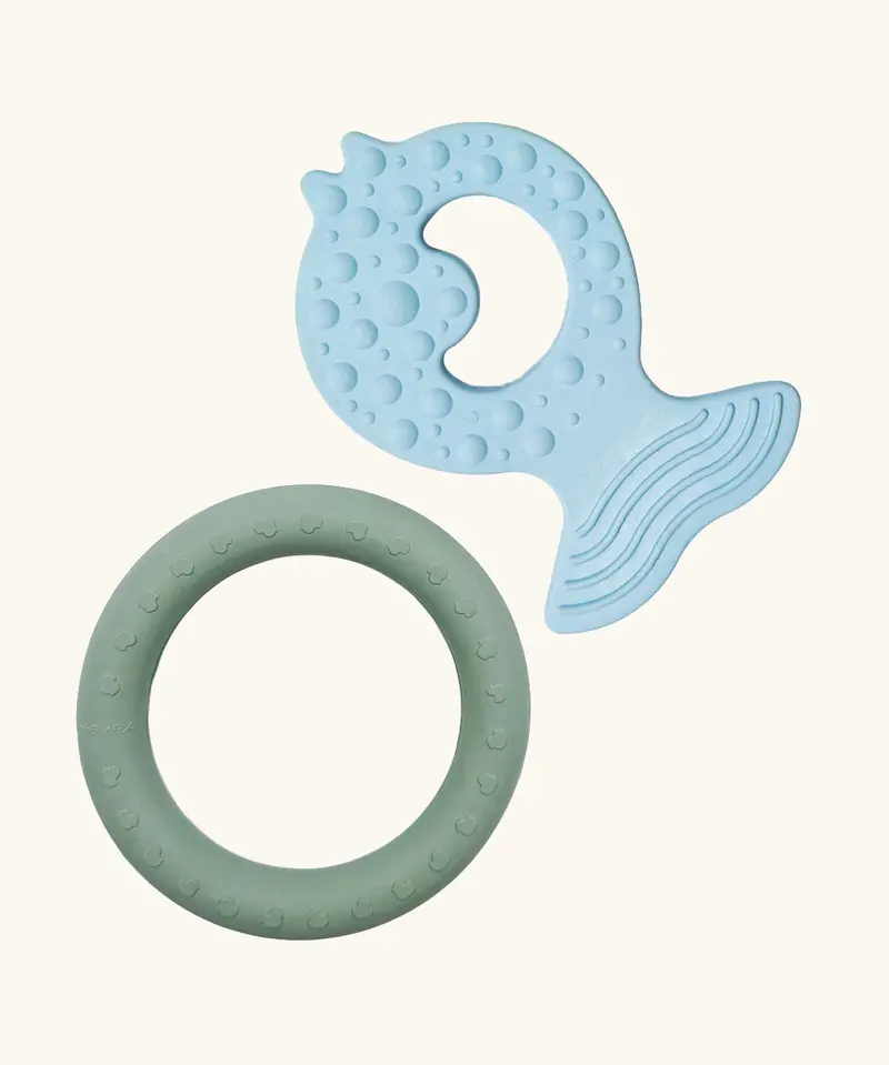 Hevea Natural Rubber Fish & Ring Teether Set 2