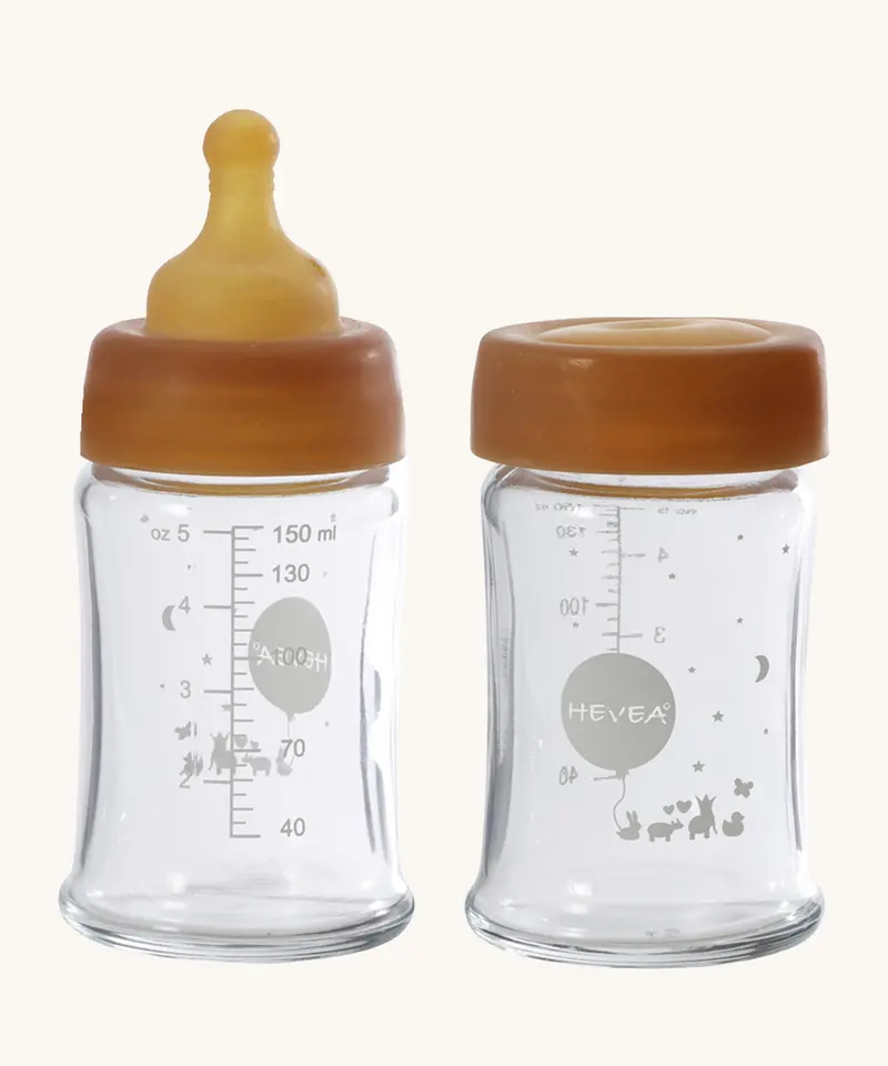 Hevea Wide Neck Glass Baby Bottles 2 Pack - 150Ml 1