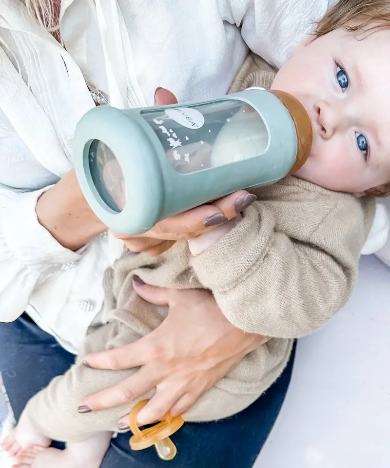 Hevea Wide Neck Glass Bottle With Rubber Sleeve - 250Ml 1