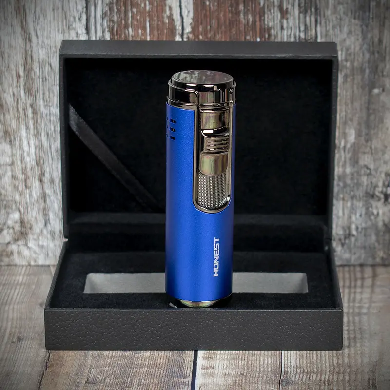 Honest Lewis Cigar Lighter - Blue & Chrome 1
