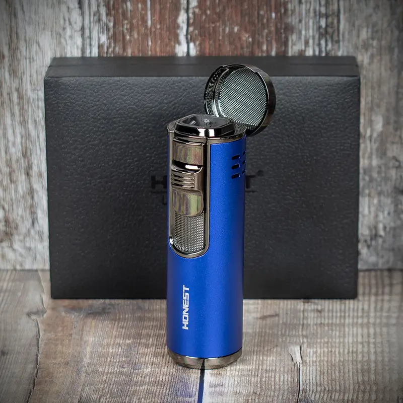 Honest Lewis Cigar Lighter - Blue & Chrome 2