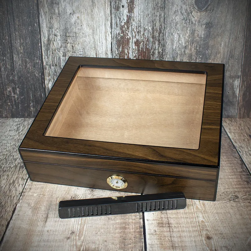 Humidor Glass Top Walnut Finish - 20 Cigars Capacity 1