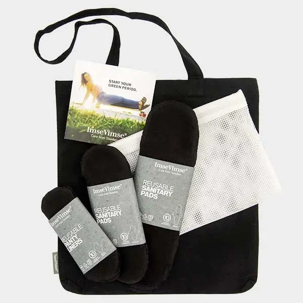 Imse Vimse Cotton Flannel Menstrual Pad Starter Kit - Black 1