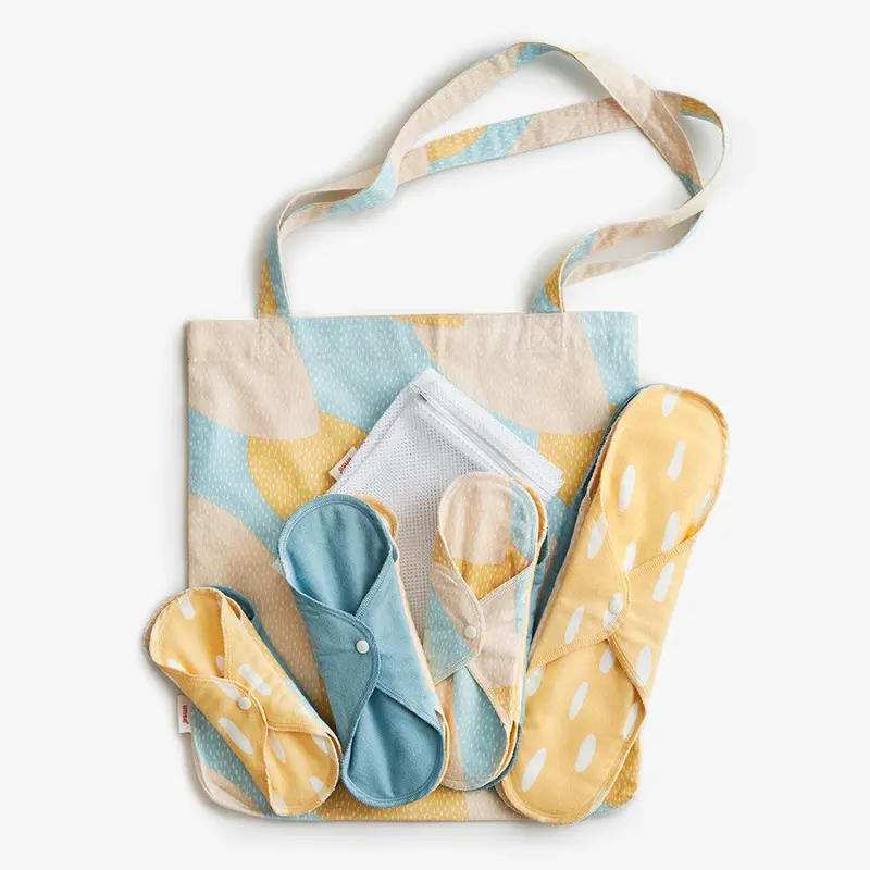 Imse Vimse Cotton Flannel Menstrual Pad Starter Kit - Blue Sprinkle 1