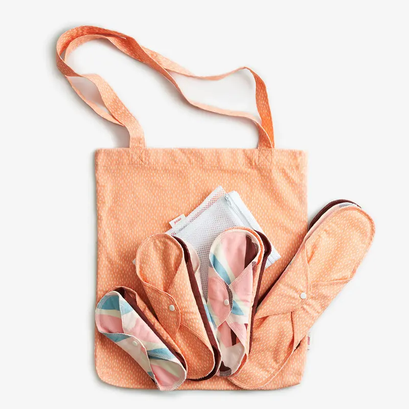 Imse Vimse Cotton Flannel Menstrual Pad Starter Kit - Orange Sprinkle 1