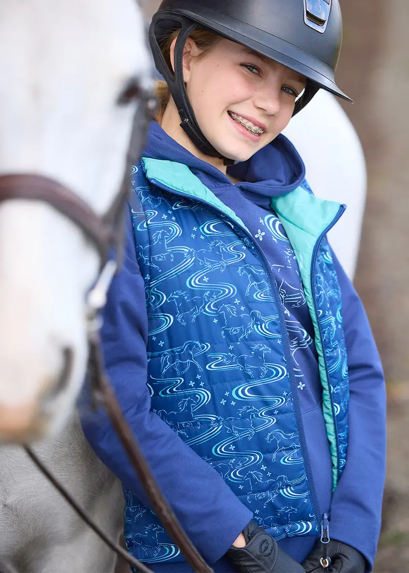Kids Ride The Wind Reversible Quilted Riding Vest 12