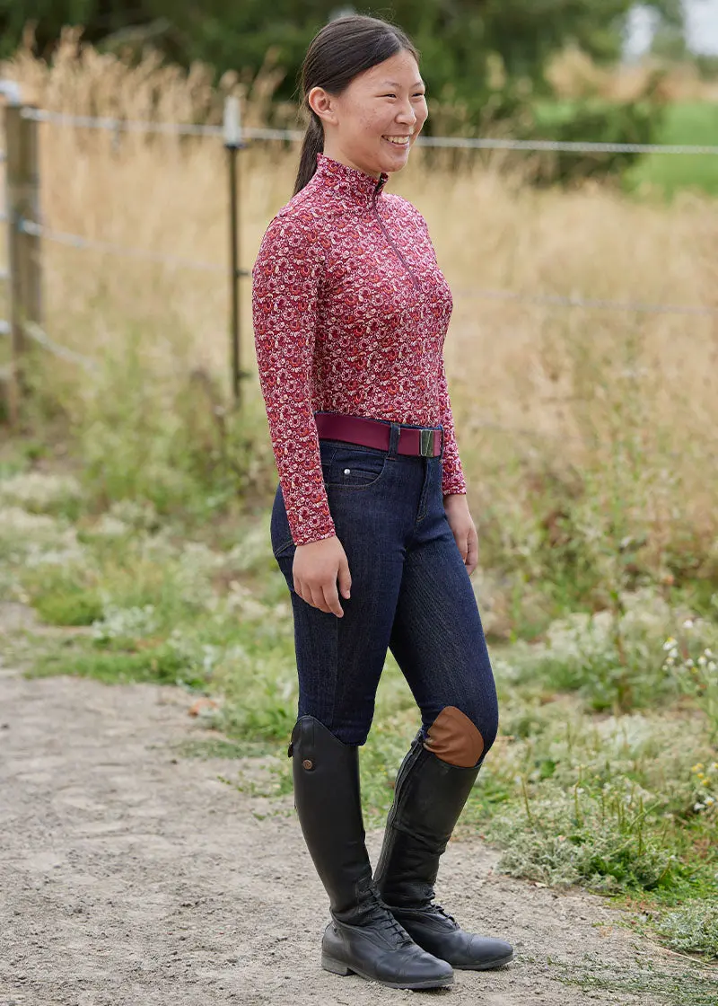 Kids Stretch Denim Knee Patch Riding Breech 2