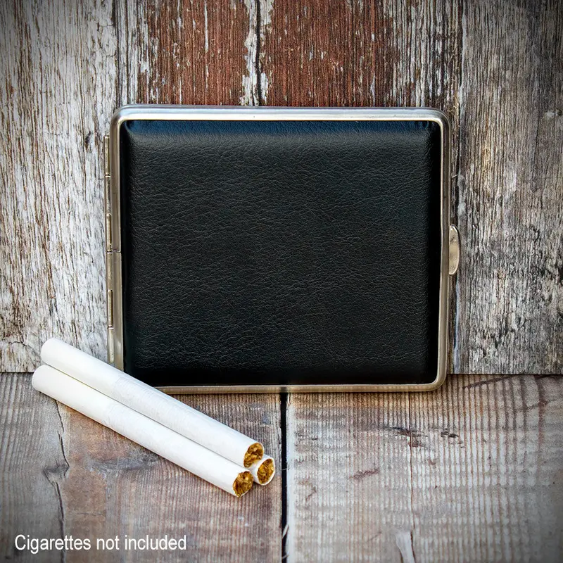 Kingsize Cigarette Case Black Faux Leather (604 621) 1