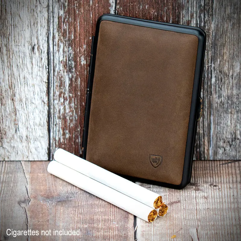 Kingsize Cigarette Case Vom Hofe Brown Suede Leather 1