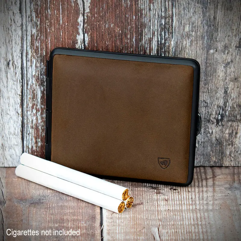 Kingsize Cigarette Case Vom Hofe Dark Brown Suede Leather 1