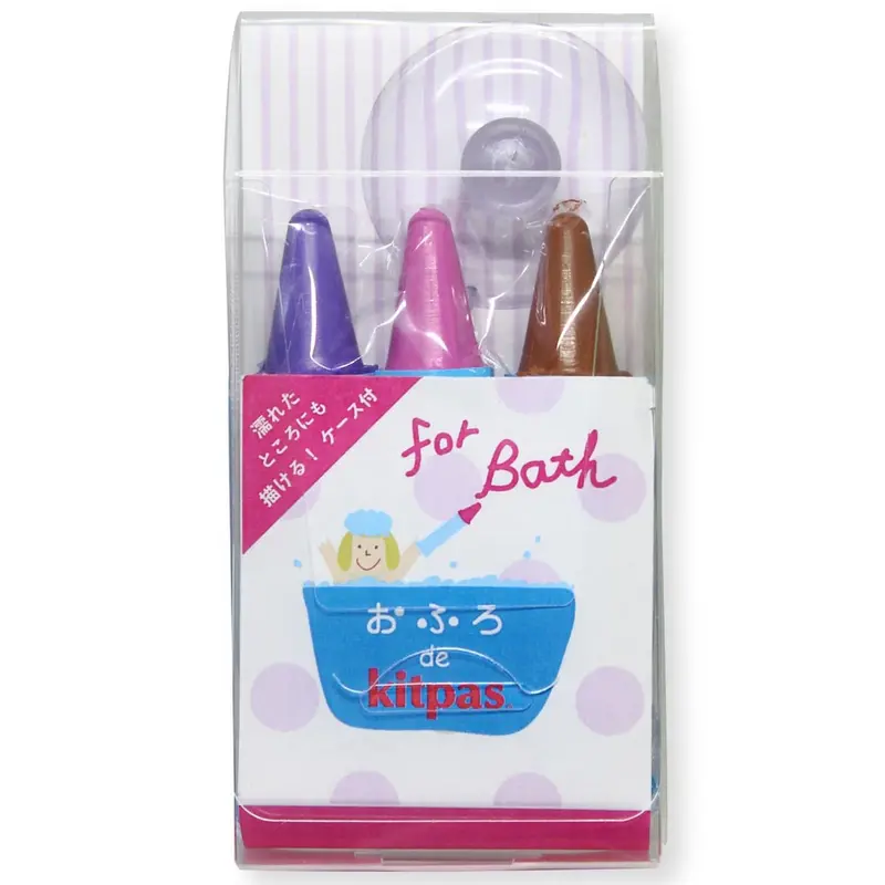 Kitpas Bath Coloured Rice Wax Crayons 3 Pack - Violet, Pink, Brown 1