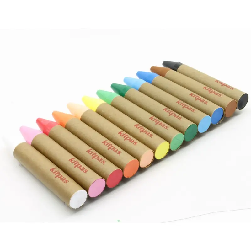 Kitpas Large 12  Coloured Rice Wax Art Crayons 1