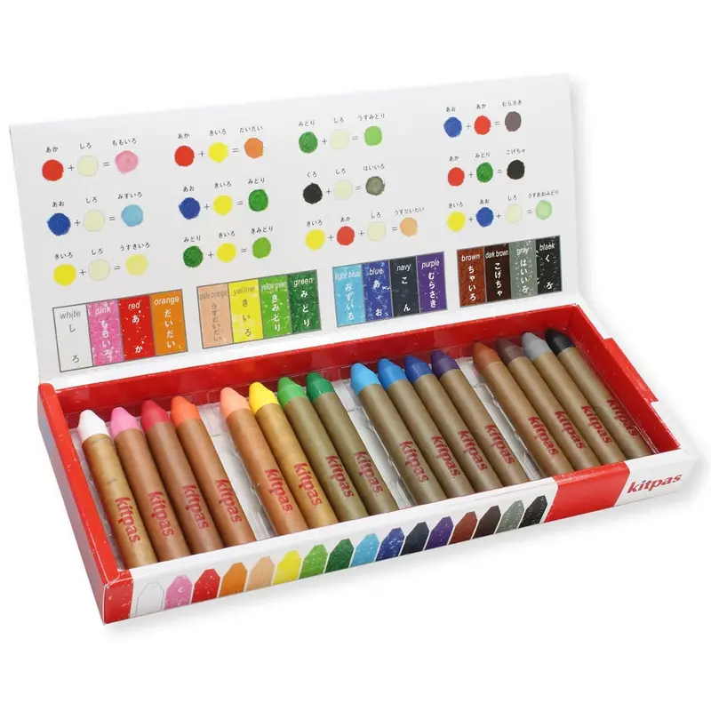 Kitpas Medium 16 Coloured Rice Wax Art Crayons 1