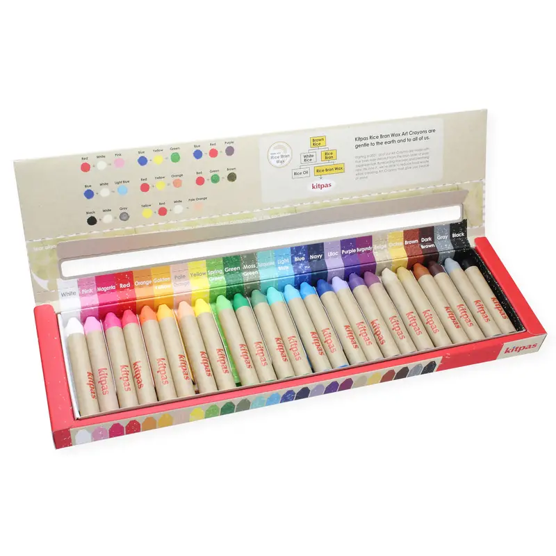 Kitpas Medium 24 Coloured Rice Wax Crayons 1