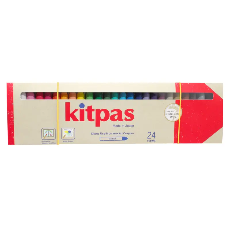 Kitpas Medium 24 Coloured Rice Wax Crayons 2