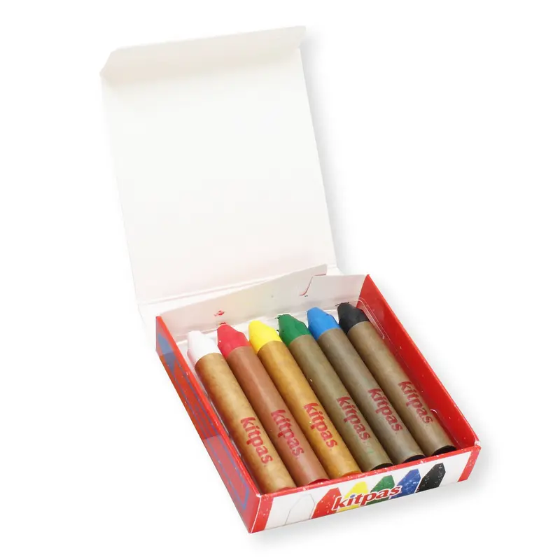 Kitpas Medium 6 Coloured Rice Wax Art Crayons 1