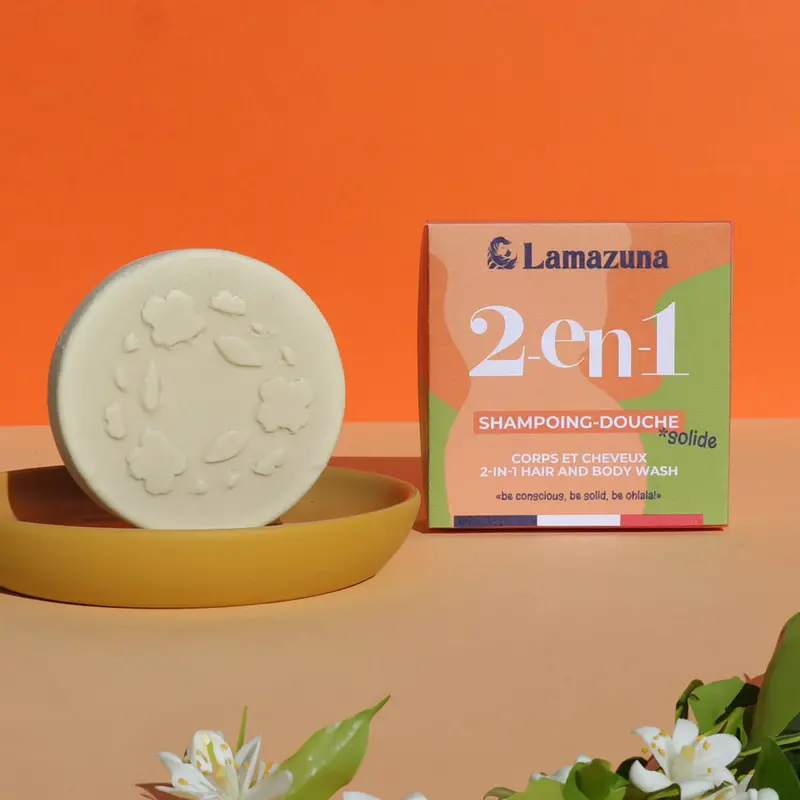 Lamazuna 2 In 1 Body Wash & Hair Bar - Orange Blossom 1